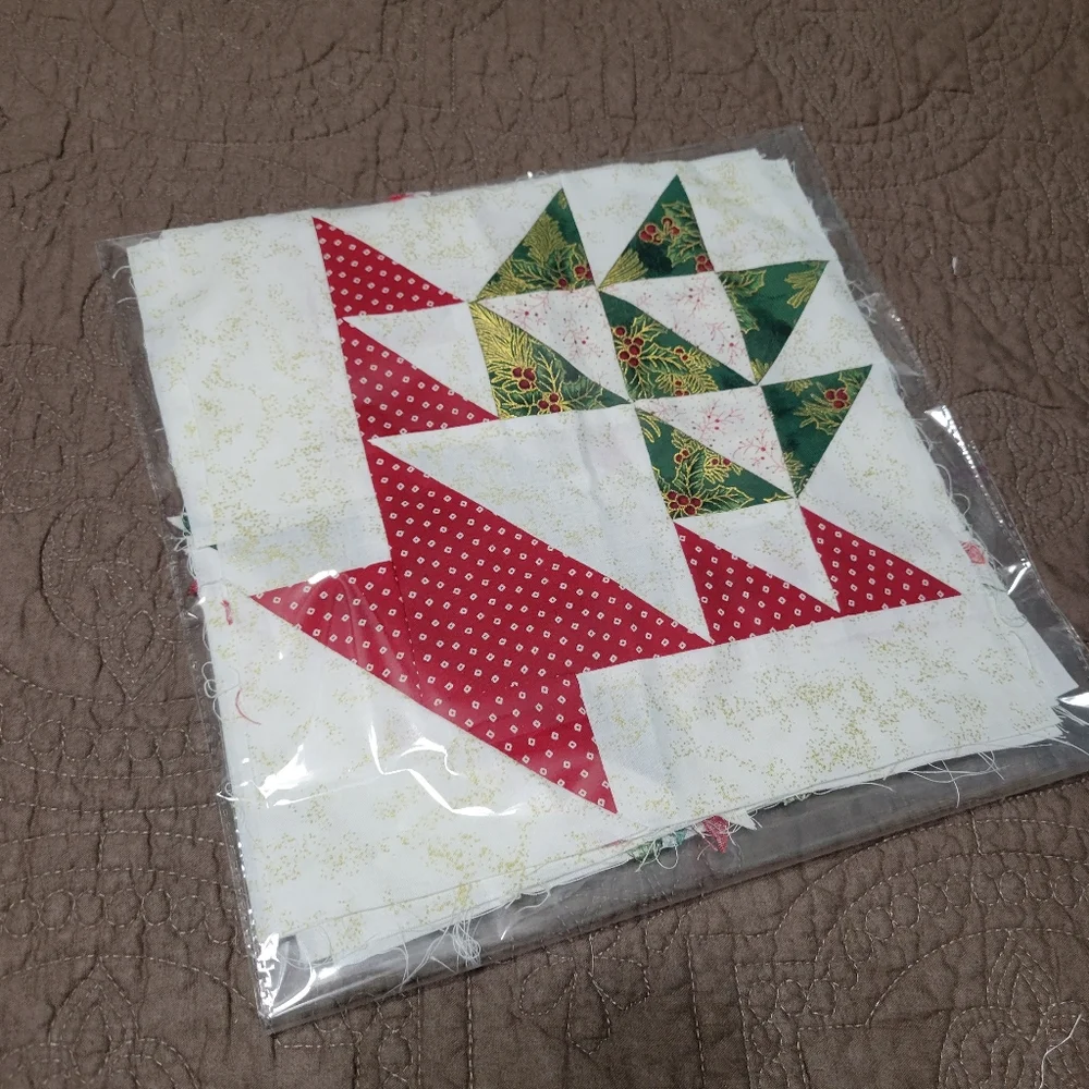 Set of 7 Holiday Quilt Squares holiday basket homemade block quilt squar…